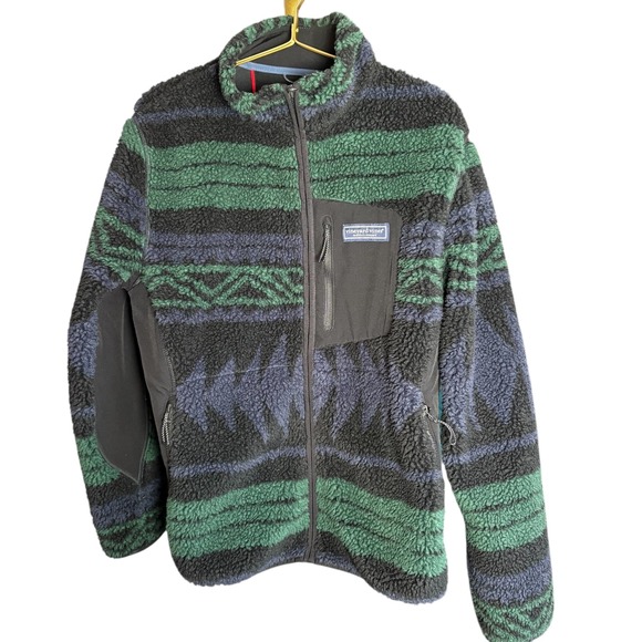 Vineyard Vines Men's Fleece Full Zip Sherpa Jacket in Tonal Nordic M Outerwear‎ - Picture 3 of 13